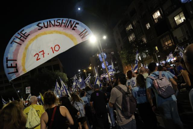 (261025) -- TEL AVIV, Oct. 25, 2026 (Xinhua) -- Supporters of center-left parties gather for a rally ahead of the election day at Rabin Square in Tel Aviv, Israel, Oct. 24, 2026. Israelis will vote on Oct. 27 to elect the 26th Knesset, the country's parliament, with about 7.3 million eligible voters.
   It will be Israel's first election since the Hamas-led attack on Oct. 7, 2023, which killed about 1,200 people in Israel and triggered a devastating Israeli offensive in Gaza, followed by a wider regional escalation involving Lebanon and Iran.
   The right-wing coalition led by incumbent Prime Minister Benjamin Netanyahu faces a major challenge in its bid to remain in power. (Photo by Gil Cohen Magen/Xinhua)