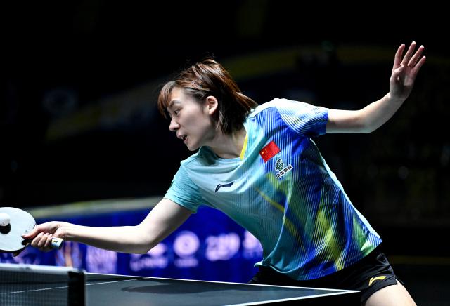 (261025) -- TASHKENT, Oct. 25, 2026 (Xinhua) -- Chen Yi of China hits a return during the women's singles semifinals against Wang Yidi of China at the 29th ITTF-Asian Table Tennis Championships in Tashkent, Uzbekistan, Oct. 25, 2026. (Xinhua/Feng Kaihua)