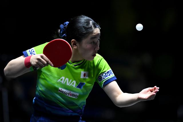 (261025) -- TASHKENT, Oct. 25, 2026 (Xinhua) -- Harimoto Miwa of Japan serves during the women's singles semifinal against Kuai Man of China at the 29th ITTF-Asian Table Tennis Championships in Tashkent, Uzbekistan, Oct. 25, 2026. (Xinhua/Feng Kaihua)