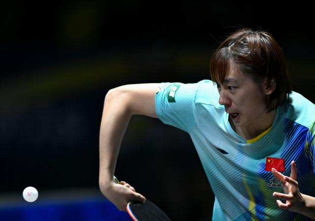 (261025) -- TASHKENT, Oct. 25, 2026 (Xinhua) -- Chen Yi of China hits a return during the women's singles semifinal against Wang Yidi of China at the 29th ITTF-Asian Table Tennis Championships in Tashkent, Uzbekistan, Oct. 25, 2026. (Xinhua/Feng Kaihua)