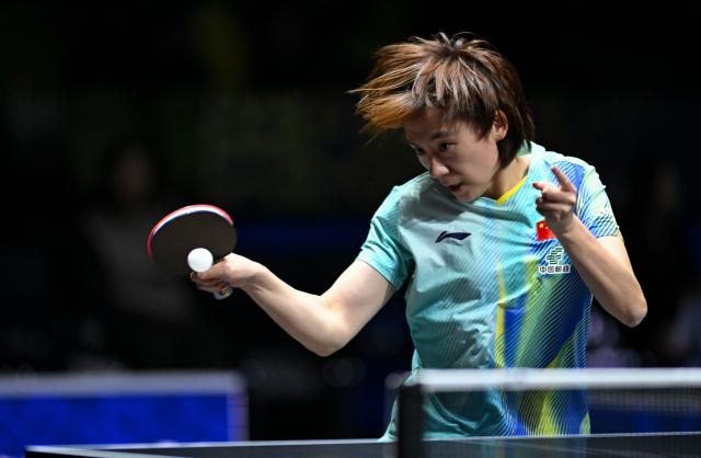 (261025) -- TASHKENT, Oct. 25, 2026 (Xinhua) -- Chen Yi of China hits a return during the women's singles semifinal against Wang Yidi of China at the 29th ITTF-Asian Table Tennis Championships in Tashkent, Uzbekistan, Oct. 25, 2026. (Xinhua/Feng Kaihua)