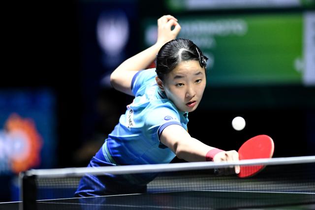 (261025) -- TASHKENT, Oct. 25, 2026 (Xinhua) -- Harimoto Miwa of Japan hits a return during the women's singles final against Chen Yi of China at the 29th ITTF-Asian Table Tennis Championships in Tashkent, Uzbekistan, Oct. 25, 2026. (Xinhua/Feng Kaihua)