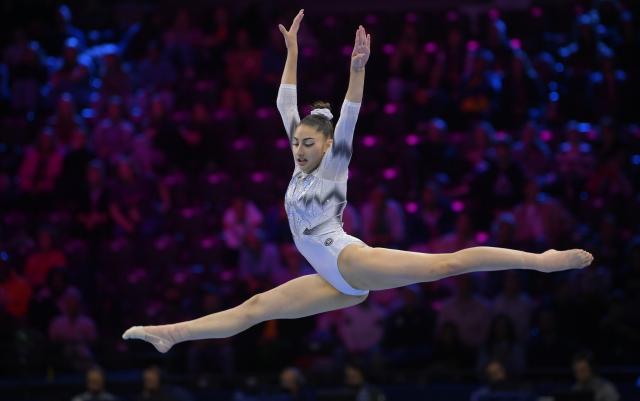 (261026) -- ROTTERDAM, Oct. 26, 2026 (Xinhua) -- World Gymnastics 2 athlete Liudmila Roshchina from Russia competes during the women's floor exercise final at the Artistic Gymnastics World Championships 2026 in Rotterdam, the Netherlands, Oct. 25, 2026. (Xinhua/Weng Xinyang)