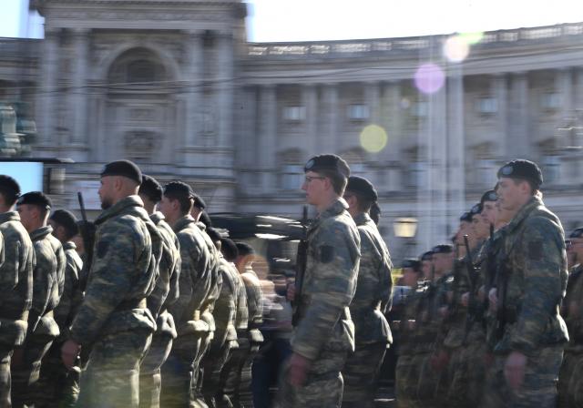 (261026) -- VIENNA, Oct. 26, 2026 (Xinhua) -- Austrian army recruits attend the National Day celebrations in Vienna, Austria, Oct. 26, 2026. (Xinhua/He Canling)