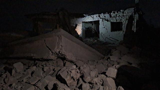 (261026) -- DARAA, Oct. 26, 2026 (Xinhua) -- This photo taken with a mobile phone shows a destroyed house following a series of Jordanian airstrikes on the Daraa countryside in southern Syria, on Oct. 26, 2026. Jordanian air force carried out airstrikes against militant sites in southern Syria on Monday, the Jordanian Armed Forces said, while Syria's state media reported five people were killed in the airstrikes. (Str/Xinhua)