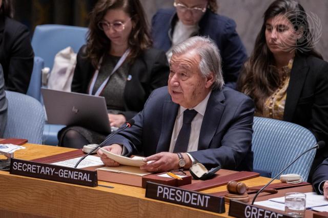 (261027) -- UNITED NATIONS, Oct. 27, 2026 (Xinhua) -- UN Secretary-General Antonio Guterres speaks at a Security Council open debate at the UN headquarters in New York, Oct. 27, 2026. Guterres on Tuesday called for efforts to carry forward the women, peace and security agenda. (Manuel Elias/UN Photo/Handout via Xinhua)