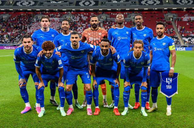 (261028) -- AL KHOR, Oct. 28, 2026 (Xinhua) -- Starting players of Al Hilal SFC pose for a group photo ahead of the AFC Champions League Elite football match between Qatar's Al Shamal SC and Saudi Arabia's Al Hilal SFC at Al Bayt Stadium, Al Khor, Qatar, Oct. 27, 2026. (Photo by Nikku/Xinhua)
