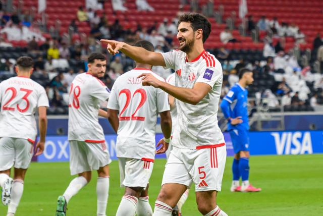 (261028) -- AL KHOR, Oct. 28, 2026 (Xinhua) -- Mohamed Romdhan (front) of Al Shamal SC celebrates after scoring a goal during the AFC Champions League Elite football match between Qatar's Al Shamal SC and Saudi Arabia's Al Hilal SFC at Al Bayt Stadium, Al Khor, Qatar, Oct. 27, 2026. (Photo by Nikku/Xinhua)