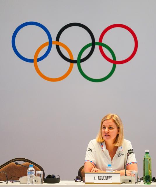 (261030) -- DAKAR, Oct. 30, 2026 (Xinhua) -- Kirsty Coventry, president of International Olympic Committee (IOC), attends the IOC Executive Board meeting ahead of the Dakar 2026 Youth Olympic Games in Dakar, Senegal, Oct. 30, 2026. (Xinhua/Xie Jianfei)