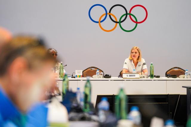 (261030) -- DAKAR, Oct. 30, 2026 (Xinhua) -- Kirsty Coventry, president of International Olympic Committee (IOC), attends the IOC Executive Board meeting ahead of the Dakar 2026 Youth Olympic Games in Dakar, Senegal, Oct. 30, 2026. (Xinhua/Xie Jianfei)