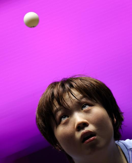 (261031) -- MONTPELLIER, Oct. 31, 2026 (Xinhua) -- Kuai Man of China serves during the women's singles round of 16 match between Kuai Man of China and Adriana Diaz of Puerto Rico at the WTT Champions Montpellier 2026 in Montpellier, France, on Oct. 30, 2026. (Xinhua/Wu Huiwo)