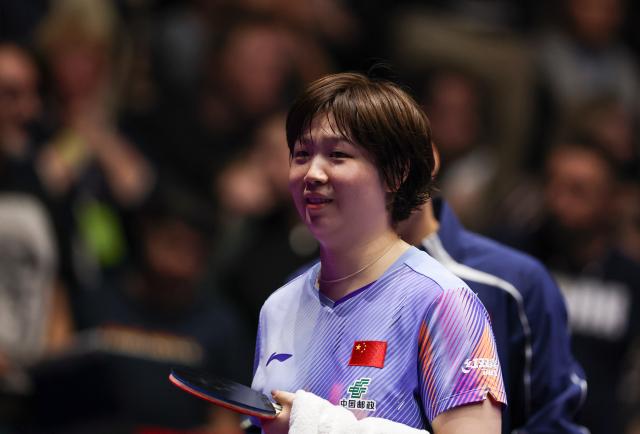(261031) -- MONTPELLIER, Oct. 31, 2026 (Xinhua) -- Kuai Man of China reacts after the women's singles round of 16 match between Kuai Man of China and Adriana Diaz of Puerto Rico at the WTT Champions Montpellier 2026 in Montpellier, France, on Oct. 30, 2026. (Xinhua/Wu Huiwo)