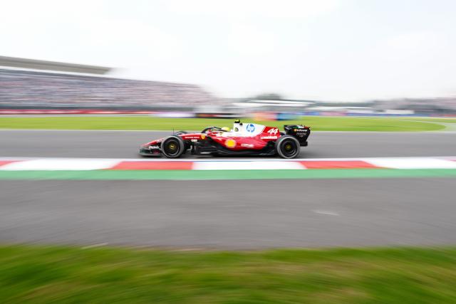 (261031) -- MEXICO CITY, Oct. 31, 2026 (Xinhua) -- Ferrari's British driver Lewis Hamilton competes during the first practice session of the Formula One Mexico City Grand Prix at the Autodromo Hermanos Rodriguez in Mexico City, capital of Mexico, on Oct. 30, 2026. (Photo by Francisco Canedo/Xinhua)