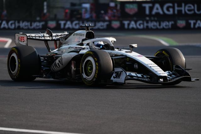 (261031) -- MEXICO CITY, Oct. 31, 2026 (Xinhua) -- Cadillac's Sergio Perez of Mexico competes during the second practice session of the Formula One Mexico City Grand Prix at the Autodromo Hermanos Rodríguez in Mexico City, on Oct. 30, 2026. (Photo by Francisco Canedo/Xinhua)