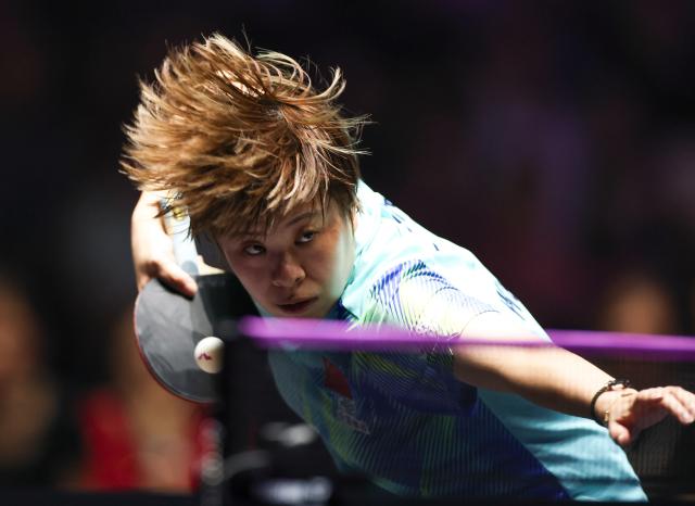(261031) -- MONTPELLIER, Oct. 31, 2026 (Xinhua) -- Wang Yidi of China serves during the women's singles quarterfinal match between Chen Xingtong of China and Wang Yidi of China at the WTT Champions Montpellier 2026 in Montpellier, France, on Oct. 31, 2026. (Xinhua/Wu Huiwo)