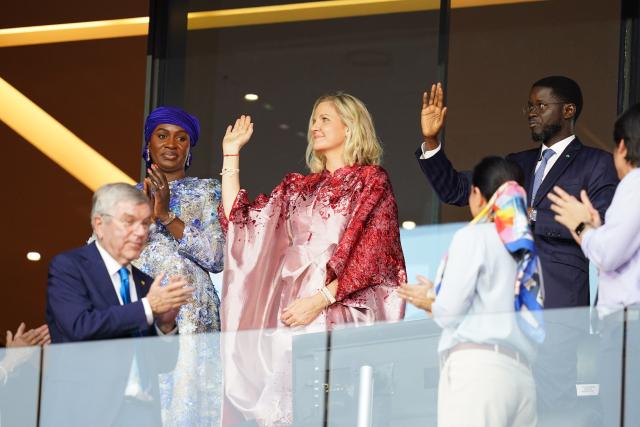 (261031) -- DAKAR, Oct. 31, 2026 (Xinhua) -- Kirsty Coventry (C), president of International Olympic Committee (IOC), attends the opening ceremony of the 2026 Youth Olympic Games in Dakar, Senegal, Oct. 31, 2026. (Xinhua/Xie Jianfei)