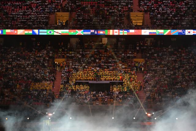 (261031) -- DAKAR, Oct. 31, 2026 (Xinhua) -- Photo taken on Oct. 31, 2026 shows the opening ceremony of the 2026 Youth Olympic Games in Dakar, Senegal. (Xinhua/Yang Guang)